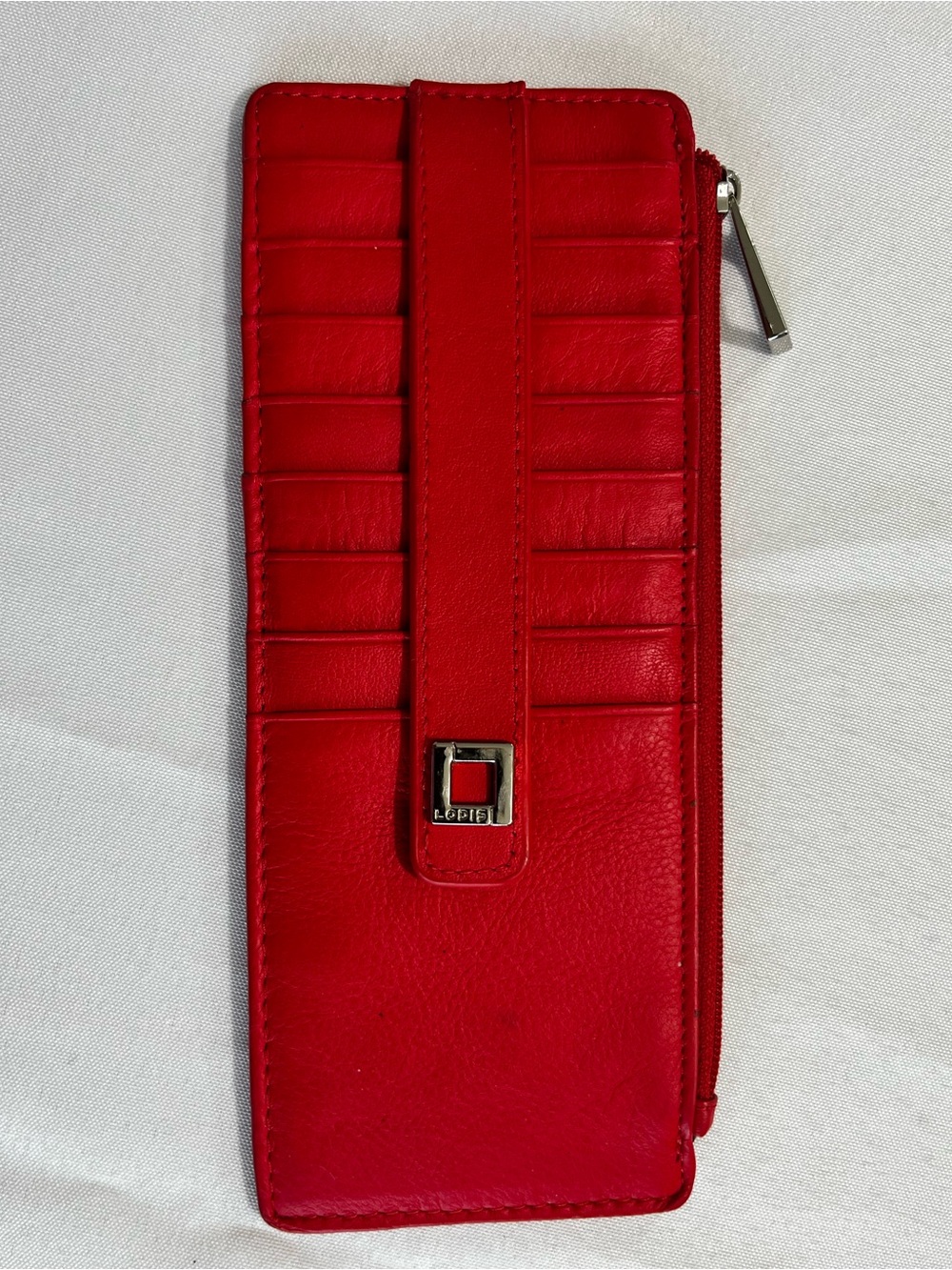 Lodis Slim Card Wallet “Julia” RFID - Red Leather- Minimalist